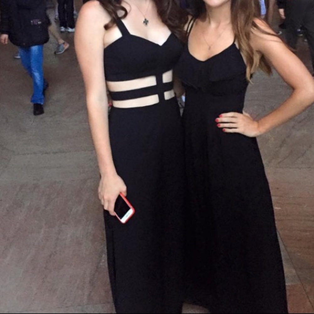 AQUA black maxi cut out dress